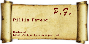 Pillis Ferenc névjegykártya